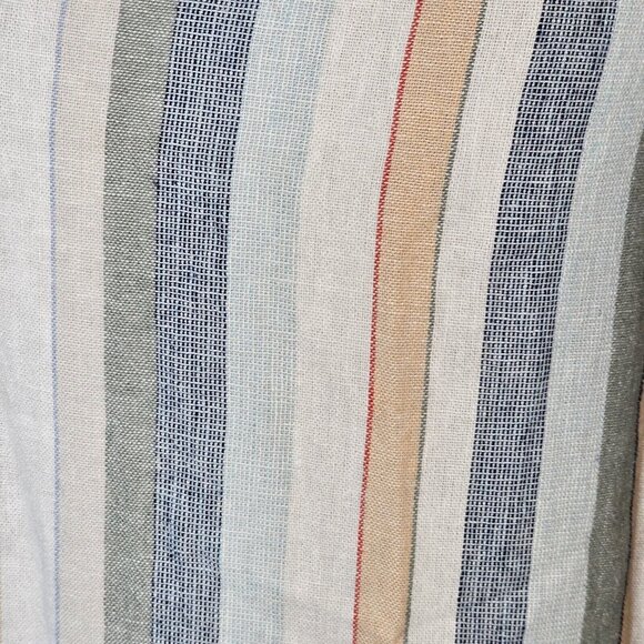 Womens Size Small Striped Linen Blend Shift Dress Neutral Striped Summer Pockets - Picture 9 of 13